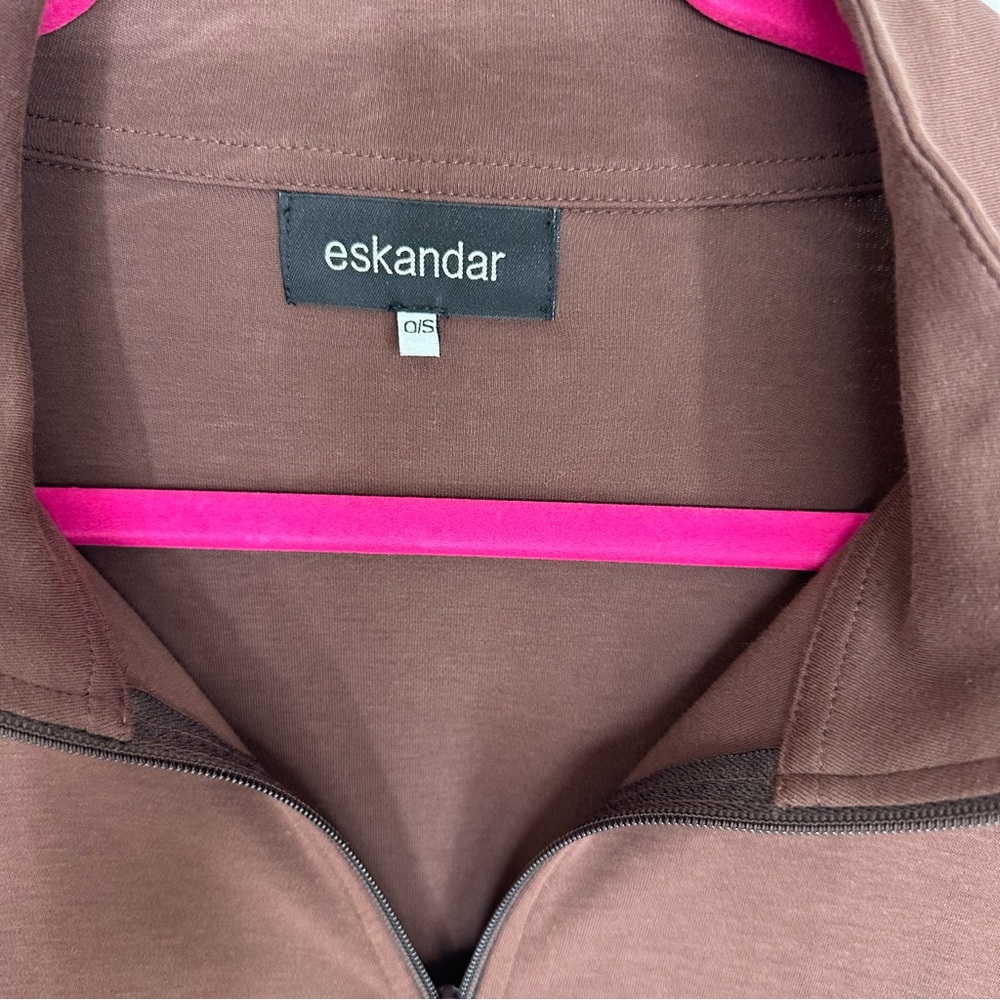Eskandar Slope Shoulder Zip Up Sweatshirt Jacket Cotton One size Fits Most - Picture 3 of 7